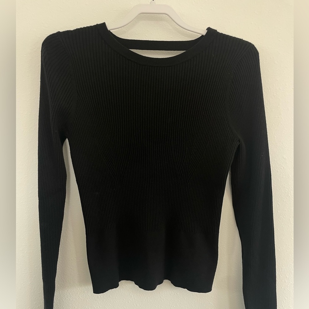 Express Black Ribbed Crew Neck Sweater